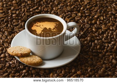 Still Life - Coffee With Map Of Afro-eurasia