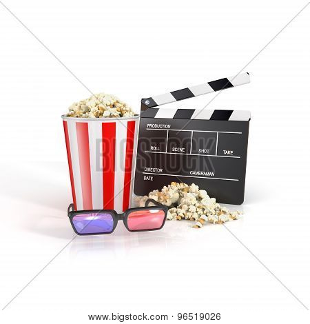 Clapper, Popcorn. 3Dglasses