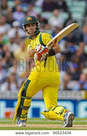 LONDON, ENGLAND - June 17 2013: Australia's Glenn Maxwell  batting during the ICC Champions Trophy international cricket match between Sri Lanka and Australia.