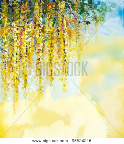 Wisteria Flowers Watercolor Painting
