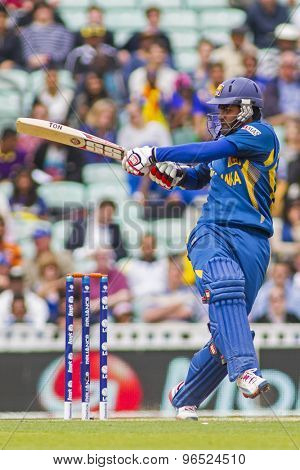 LONDON, ENGLAND - June 17 2013: Sri Lanka's Lahiru Thirimanne batting during the ICC Champions Trophy international cricket match between Sri Lanka and Australia.