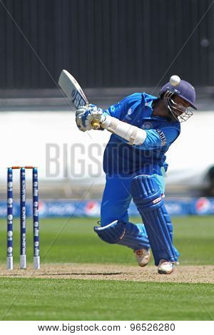 CARDIFF, WALES - June 04 2013: India's Dinesh Karthik ducks to avoid a bouncer during the ICC Champions Trophy warm up match between India and Australia at the Cardiff Wales Stadium