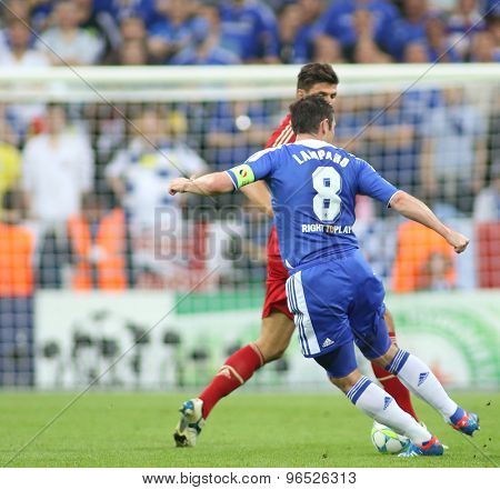 MUNICH, GERMANY May 19 2012. Chelsea's English midfielder Frank Lampard  in action during the 2012 UEFA Champions League Final at the Allianz Arena Munich contested by Chelsea and Bayern Munich