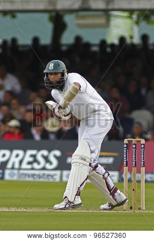 LONDON, ENGLAND. AUGUST 16 2012 South Africa's Hashim Amla batting during the third Investec cricket  test match between England and South Africa, at Lords Cricket Ground