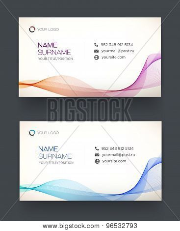 Business card template, blue pattern vector design editable