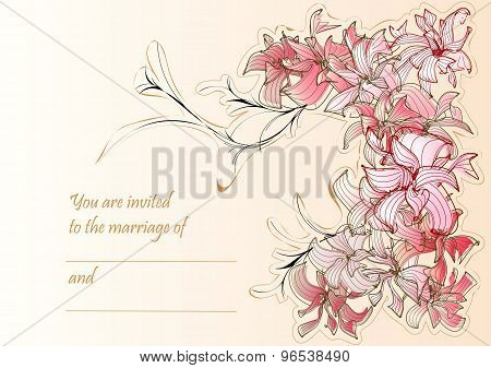 Wedding Card With Flowers