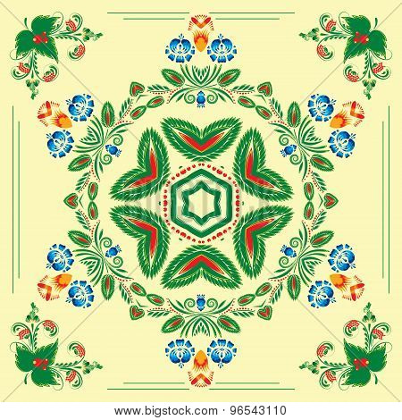 seamless pattern with floral ornament with elements of berries and leaves