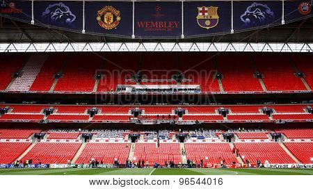 LONDON, ENGLAND. May 27 2011:   during the build up to the 2011UEFA Champions League final between Manchester United and FC Barcelona, at Wembley Stadium