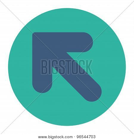 Arrow Up Left flat cobalt and cyan colors round button
