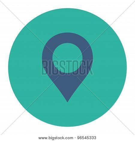 Map Marker flat cobalt and cyan colors round button