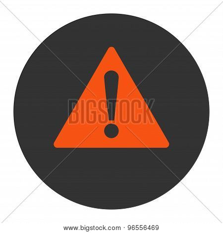 Warning flat orange and gray colors round button