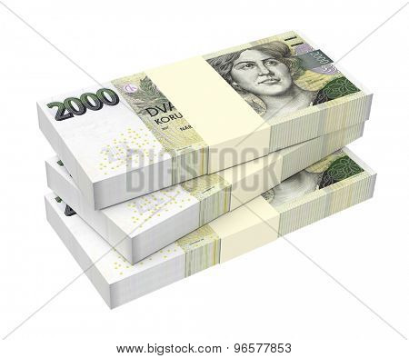 Czech Koruna isolated on white background. Computer generated 3D photo rendering.