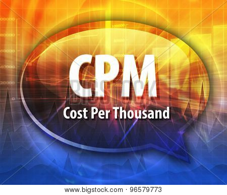 word speech bubble illustration of business acronym term CPM Cost Per Thousand