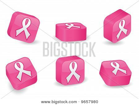 Trojrozměrný růžovou stuhou bloky