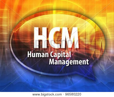 word speech bubble illustration of business acronym term HCM Human Capital Management