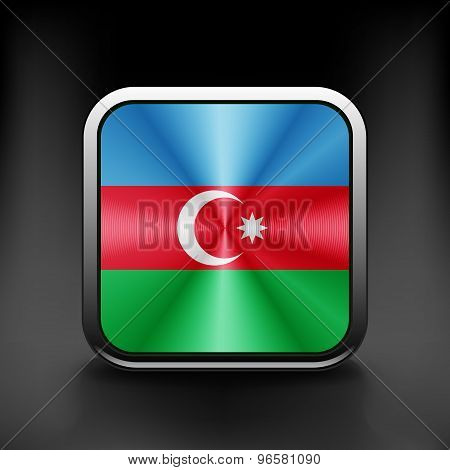 Square icon with flag of azerbaijan with reflection
