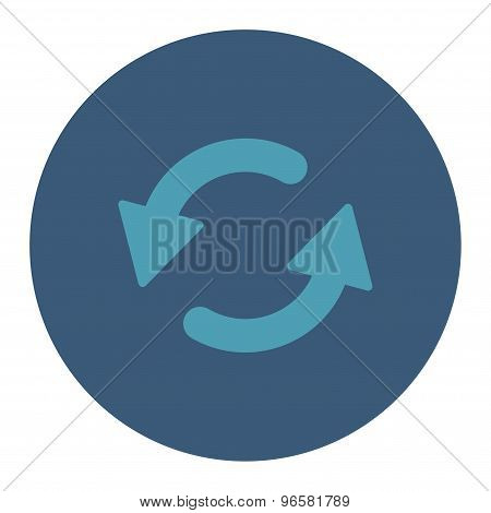 Refresh Ccw flat cyan and blue colors round button