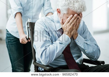 Sad Man In Wheelchair
