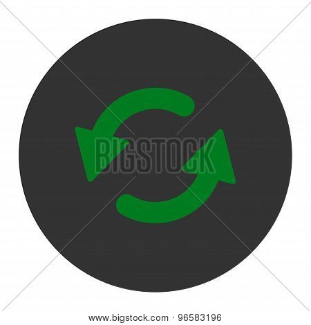 Refresh Ccw flat green and gray colors round button
