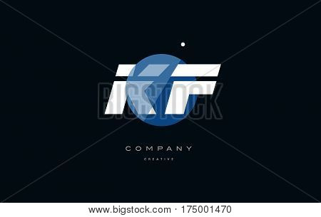 Kf K F  Blue White Circle Big Font Alphabet Company Letter Logo