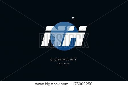 Nh N H  Blue White Circle Big Font Alphabet Company Letter Logo