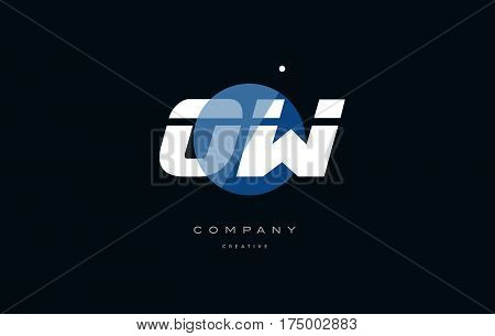 Ow O W  Blue White Circle Big Font Alphabet Company Letter Logo