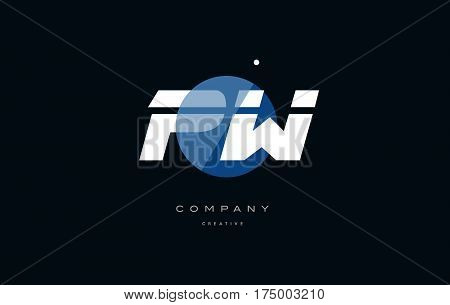 Pw P W  Blue White Circle Big Font Alphabet Company Letter Logo