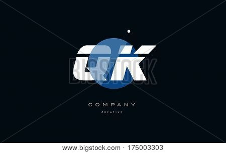Qk Q K  Blue White Circle Big Font Alphabet Company Letter Logo
