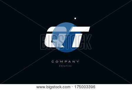 Qt Q T  Blue White Circle Big Font Alphabet Company Letter Logo
