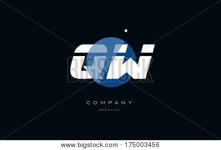Qw Q W  Blue White Circle Big Font Alphabet Company Letter Logo