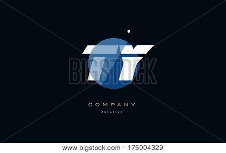 Ty T Y  Blue White Circle Big Font Alphabet Company Letter Logo