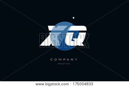 Xq X Q  Blue White Circle Big Font Alphabet Company Letter Logo