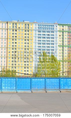Modern residential building at sunny day in center of St.Petersburg Russia.
