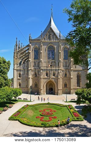 Front view on church of Saint Barbara a Roman Catholic church in the Gothic Style at Kutna Hora Czech Republic Europe