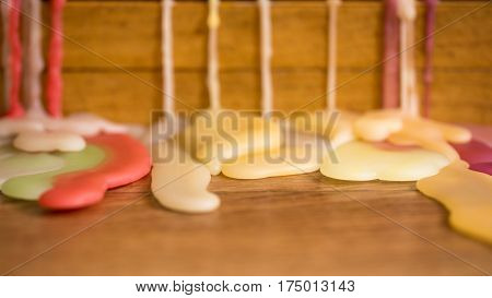 Beautiful old candles with interesting influx of melting wax