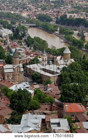 The capital of giorgia Tbilisi top view
