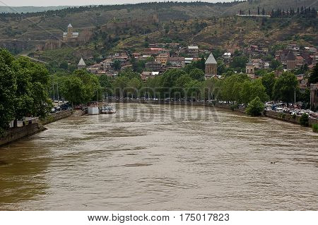 The capital of giorgia Tbilisi top view