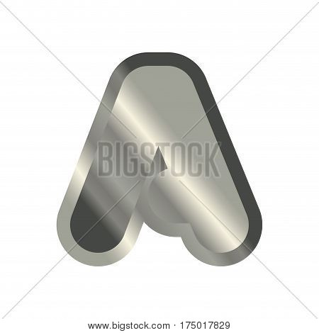Letter A Steel Font. Metal Alphabet Sign. Iron Abc Symbol. Chromium Lettering. Silver Typography