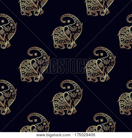 Gold elephant seamless pattern. Texture for scrapbooking, wrapping paper, textiles, home decor, skins smartphones, website, web page, textile wallpapers, surface design fashion wallpaper