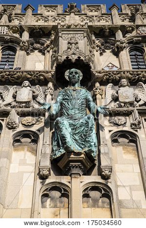 CANTERBURY UK - FEBRUARY 13TH 2017: A close-up of the exterior of main city entrance to the grounds of Canterbury Cathedral in the historic city of Canterbury Kent in the UK, on 13th February 2017.