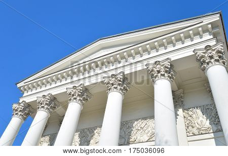 Columns of Trinity Cathedral Orthodox Cathedral in Troitsky Prospekt in the Admiralty district of St. Petersburg. The full historical name the Holy Trinity Cathedral Life Guards Izmailovsky regiment.