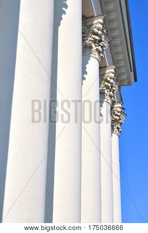 Columns of Trinity Cathedral Orthodox Cathedral in Troitsky Prospekt in the Admiralty district of St. Petersburg. The full historical name the Holy Trinity Cathedral Life Guards Izmailovsky regiment.