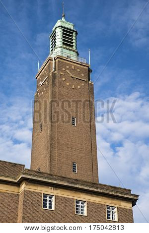 A view of the art deco architecture of Norwich City Hall in the historic city of Norwich UK.