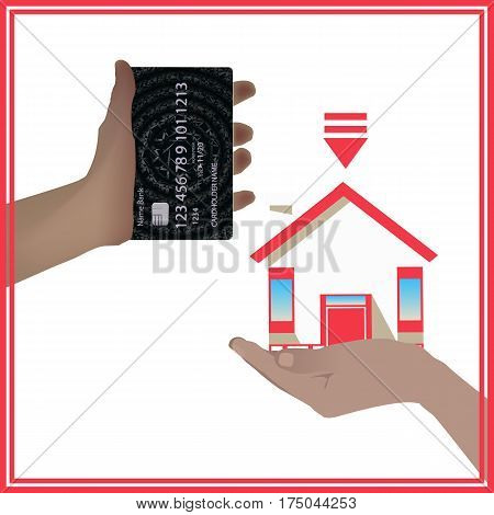 Concept Of A Bank Card Is Equal To A Home Mortgage
