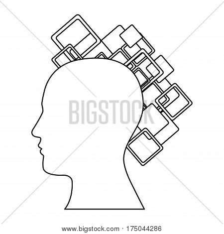 figure contour human with squere icon, vector illustraction design