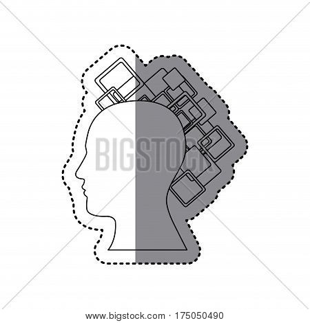 contour human with squere icon, vector illustraction design