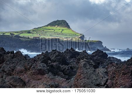 Volcanic coast in Biscoitos, Terceira, Azores, Portugal