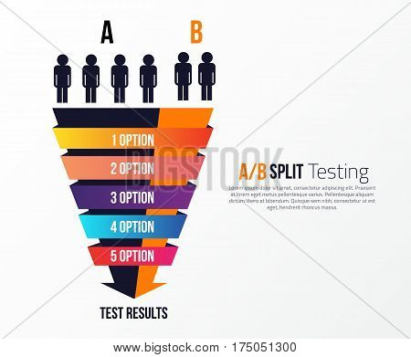 AB split testing vector infographics concept with people.
