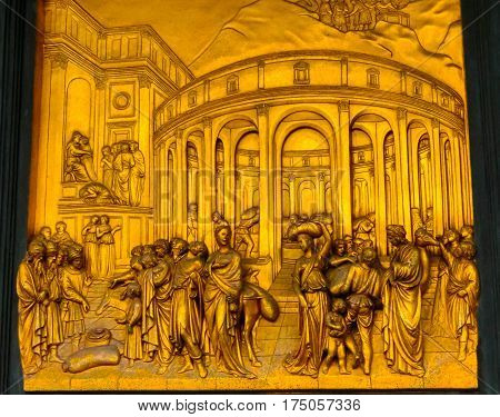 The fragment of Golden Gate of the Baptistery. Florence