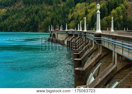 Diablo Dam in North Cascades National Park in Washington State which can be driven across